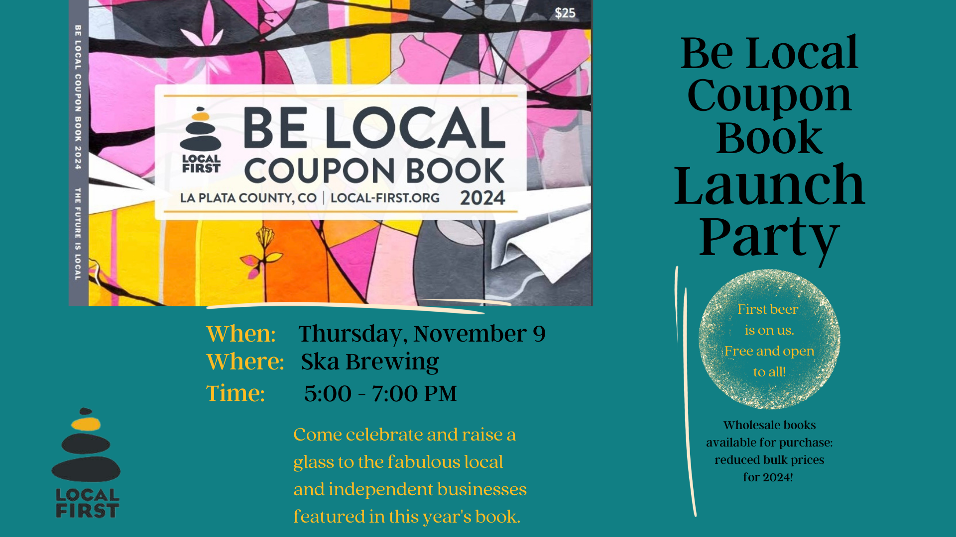Join us for the 2023 Be Local Coupon Book Launch Party at Ska Brewing on November 9th!