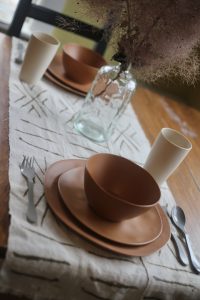 Reusable dishes on table